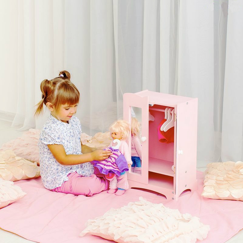Кукольный шкаф, розовый  